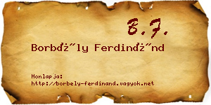 Borbély Ferdinánd névjegykártya
